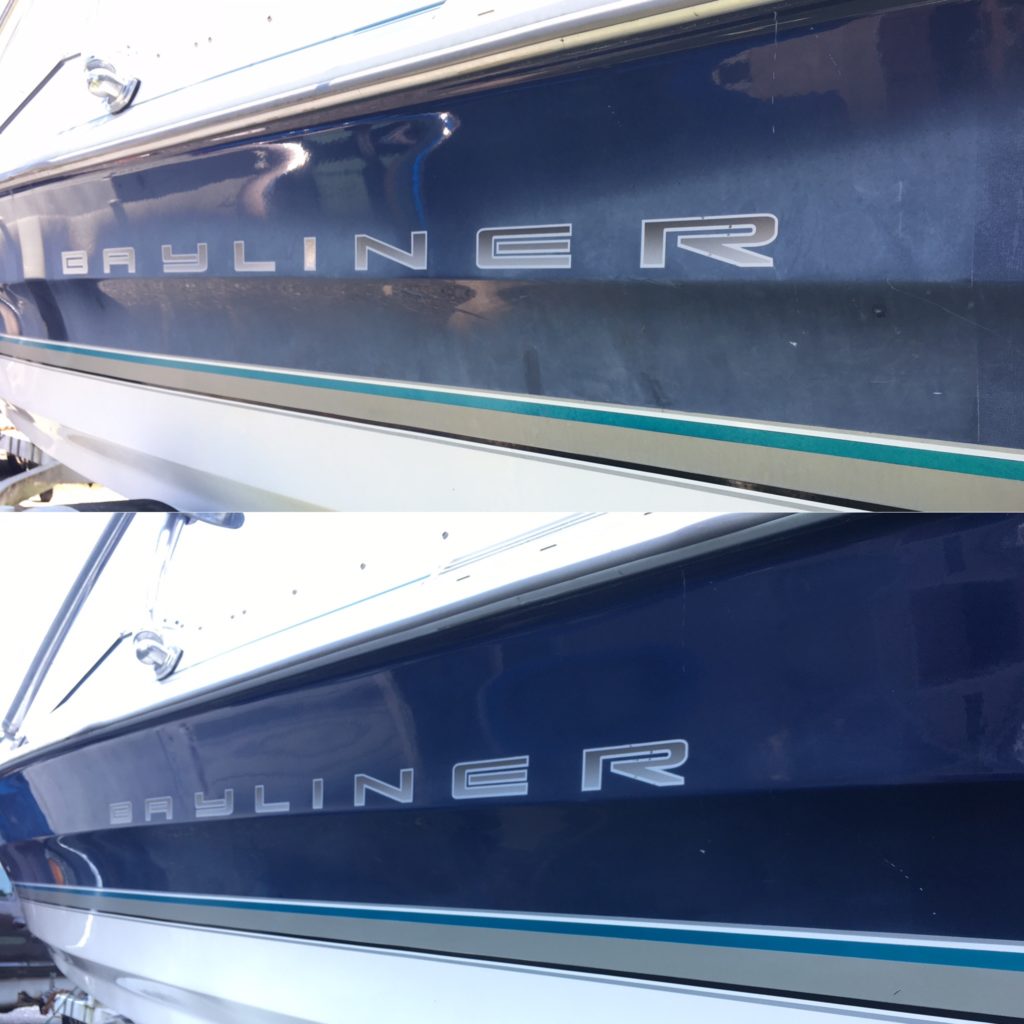 Boat Hull Oxidation Before and After